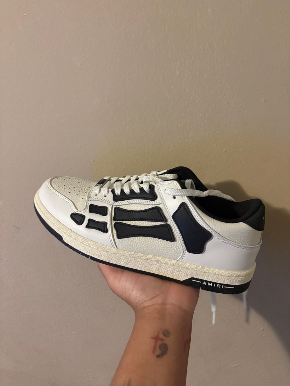 AMIRI Men’s White and Black Low-Top Leather Sneaker